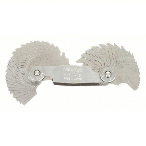 Mitutoyo 188-151 Thread Pitch Gauge Set Metric, 51 Leaves, 0.4 mm to 7 mm Thread Pitch