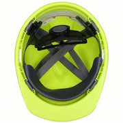 MSA 10061512 Hard Hat Hi-Visibility Yellow, No Graphics, Ratchet (4-Point), Polyethylene, Side-Slots
