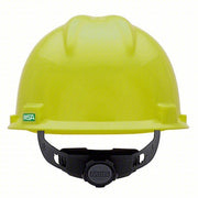 MSA 10061512 Hard Hat Hi-Visibility Yellow, No Graphics, Ratchet (4-Point), Polyethylene, Side-Slots