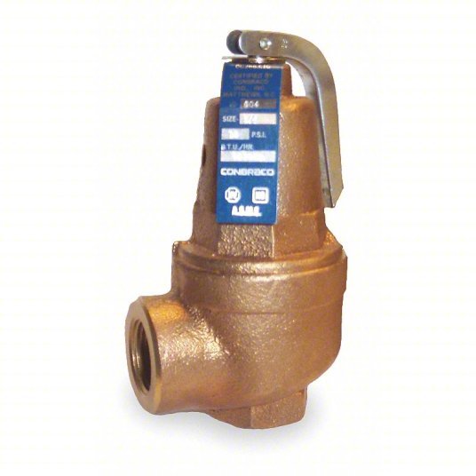 Apollo 1060534 Safety Relief Valve Bronze, FNPT, FNPT, 1 in Inlet Size, 1 in Outlet Size, 15 to 160 psi