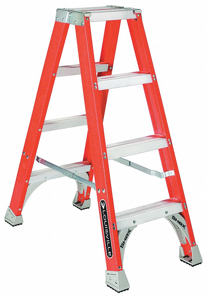 Louisville Ladder FM1504 Twin Stepladder, 4 ft Ladder Size, Fiberglass, 300 lb Load Capacity, 19 lb Wt