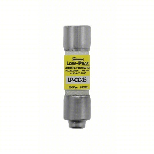 Bussmann LP - CC - 15 UL Class CC Fuse Time Delay, 15 A, LP - CC, Cylindrical Body, Nonindicating, 150V DC - Redwood.KV1CX48