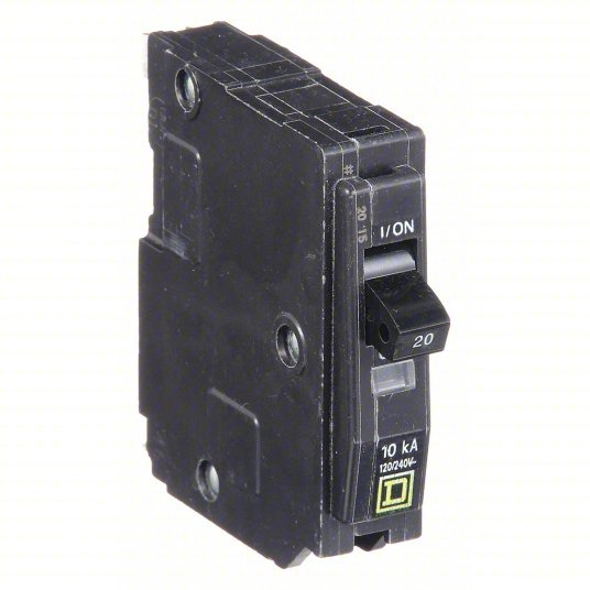 Square D QO120 Miniature Circuit Breaker 20 A, 120/240V AC, Single Phase, 10kA at 120/240V AC, QO, Std