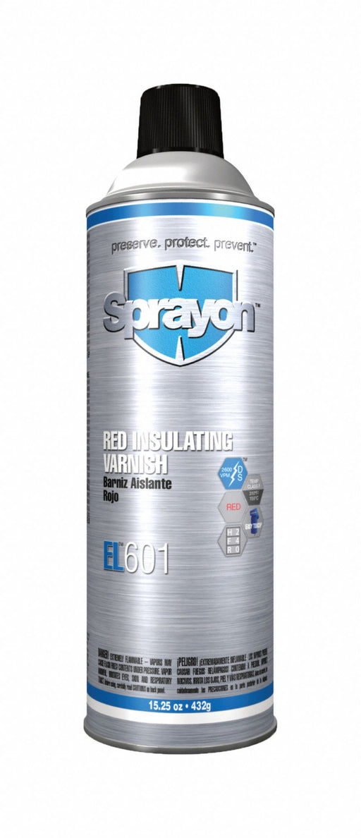 Sprayon SC0601000 Insulating Varnish, Red, 15.25 oz Container, 421 g/L, Metal, Semi-Gloss