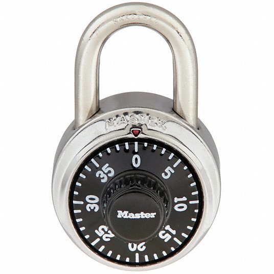 Master Lock 1525 Combination Padlock, Center, Black/Silver