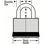 Master Lock 1KA Padlock 15/16 in Vertical Shackle Clearance, 3/4 in Horizontal Shackle Clearance, 2246 Key