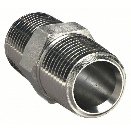 Parker 6-6 MHN-S Hex Nipple Carbon Steel, 3/8 in x 3/8 in Fitting Pipe Size, Male NPT x Male NPT, 1 7/16 in Lg