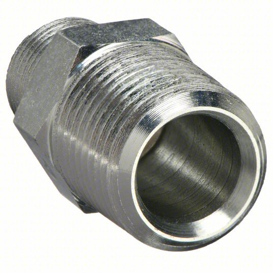 Parker 8-4 MHN-S Hex Nipple Carbon Steel, 1/2 in x 1/4 in Fitting Pipe Size, Male NPT x Male NPT, 1 11/16 in Lg