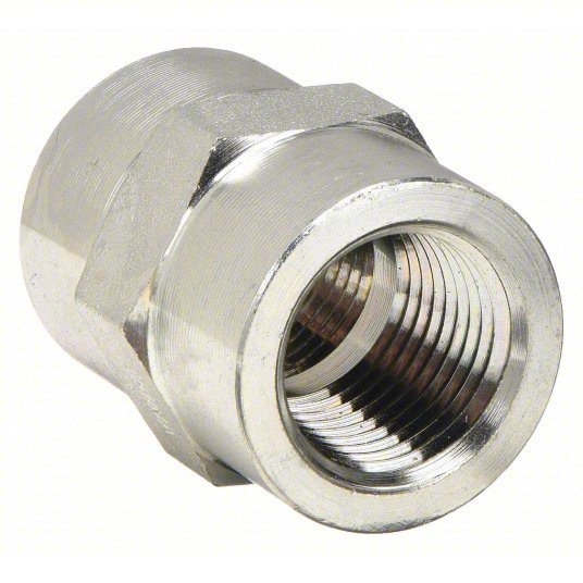 Parker 4-4 FHC-S Hex Coupling Carbon Steel, 1/4 in x 1/4 in Fitting Pipe Size, Female NPT x Female NPT, 1 1/8 in Lg