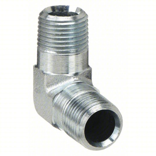 Parker 4-4 ME-S 90° Elbow Carbon Steel, 1/4 in x 1/4 in Fitting Pipe Size, Male NPT x Male NPT, 2 3/16 in Lg