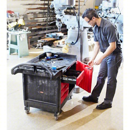 Rubbermaid FG453388BLA Mobile Cabinet Workbench 49 in x 26 1/4 in, Plastic, Black, Plastic
