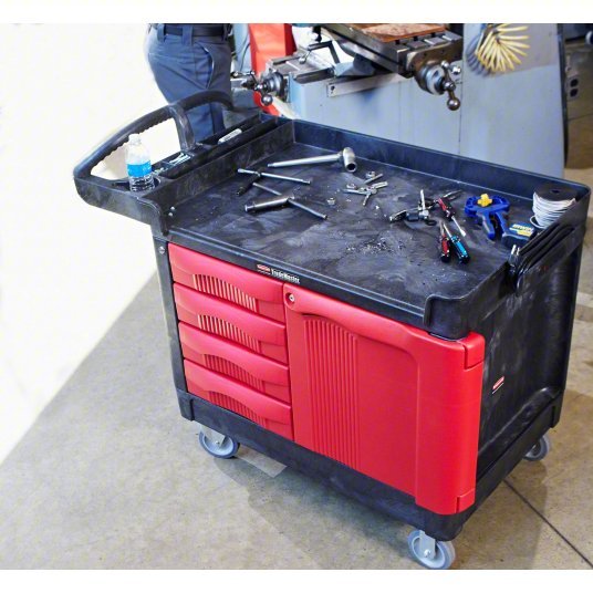 Rubbermaid FG453388BLA Mobile Cabinet Workbench 49 in x 26 1/4 in, Plastic, Black, Plastic