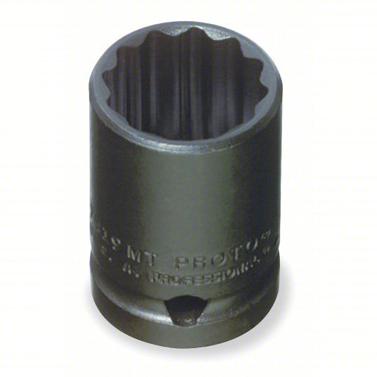 Proto J7412MT Impact Socket 1/2 in Drive Size, 12 mm Socket Size, 12-Point, Std, Black Oxide