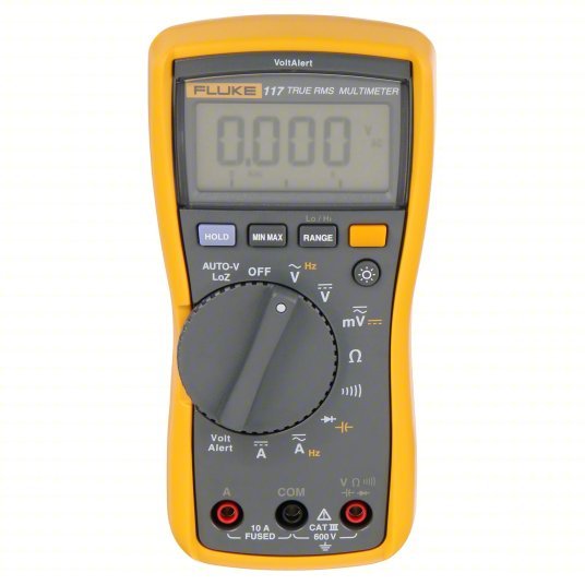 FLUKE-117 Digital Multimeter CAT III 600V, TRMS, 600 V Max AC Volt Measurement, 6,000, LCD