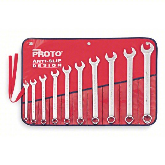 Proto J1200GHASD Combination Wrench Set Alloy Steel, Satin, 10 Tools, 7/16 in to 1 in Range of Head Sizes
