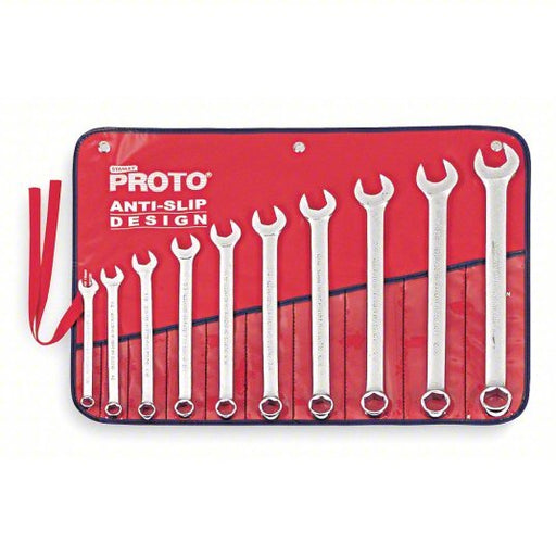 Proto J1200GHASD Combination Wrench Set Alloy Steel, Satin, 10 Tools, 7/16 in to 1 in Range of Head Sizes