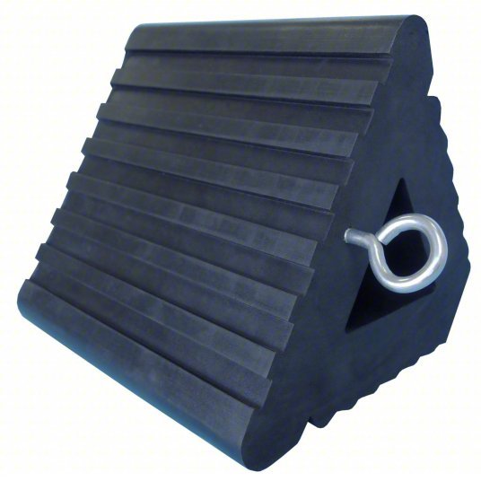 Redwood RW1GUL1 Wheel Chock 9 in Wd, 6 in Ht, 8 in Dp, Rubber, Grooved, Eyebolt