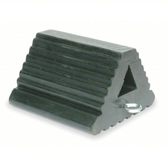 Redwood RW1GUL1 Wheel Chock 9 in Wd, 6 in Ht, 8 in Dp, Rubber, Grooved, Eyebolt