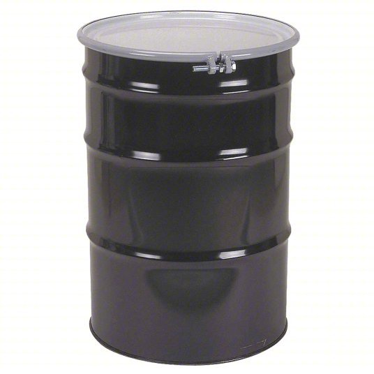 Redwood CQ5508 Transport Drum Steel, 55 gal, Bolt Ring, Black / White, 16 ga