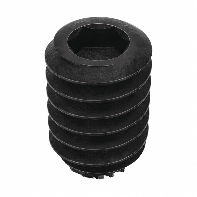 Approved Vendor U07890.025.0037 Socket Set Screw, 1/4"-20,  3/8 in Overall Lg, Knurled Cup pt, Alloy Steel, Black Oxide, 100 PK