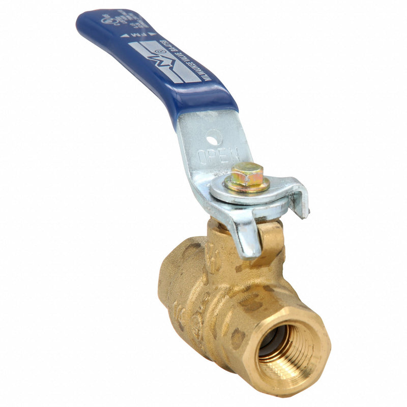Milwaukee Valve BA-475BMS 1/4 Manual Two-Way Ball Valve, 1/4 in, Brass, Straight, FNPT x FNPT, Full Port Ball Port