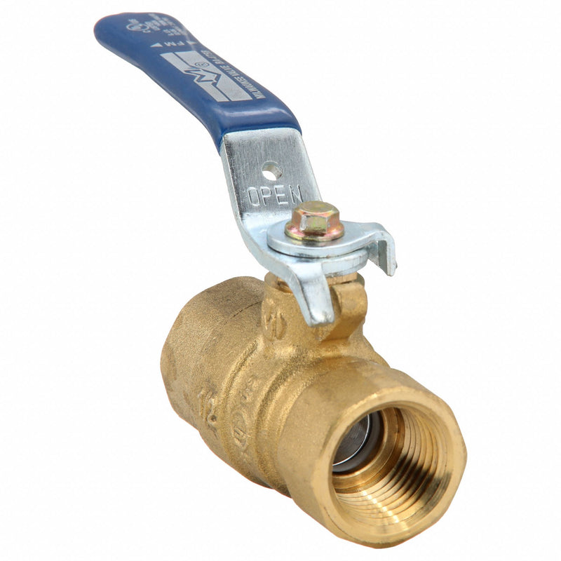 Milwaukee Valve BA-475BMS 1/2 Manual Two-Way Ball Valve, 1/2 in, Brass, Straight, FNPT x FNPT, Full Port Ball Port