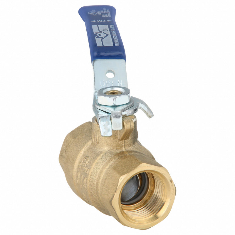 Milwaukee Valve BA-475BMS 3/4 Manual Two-Way Ball Valve, 3/4 in, Brass, Straight, FNPT x FNPT, Full Port Ball Port