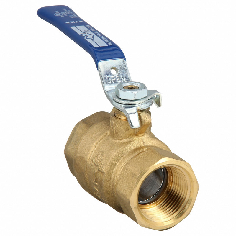 Milwaukee Valve BA-475BMS 1 Manual Two-Way Ball Valve, 1 in, Brass, Straight, FNPT x FNPT, Full Port Ball Port
