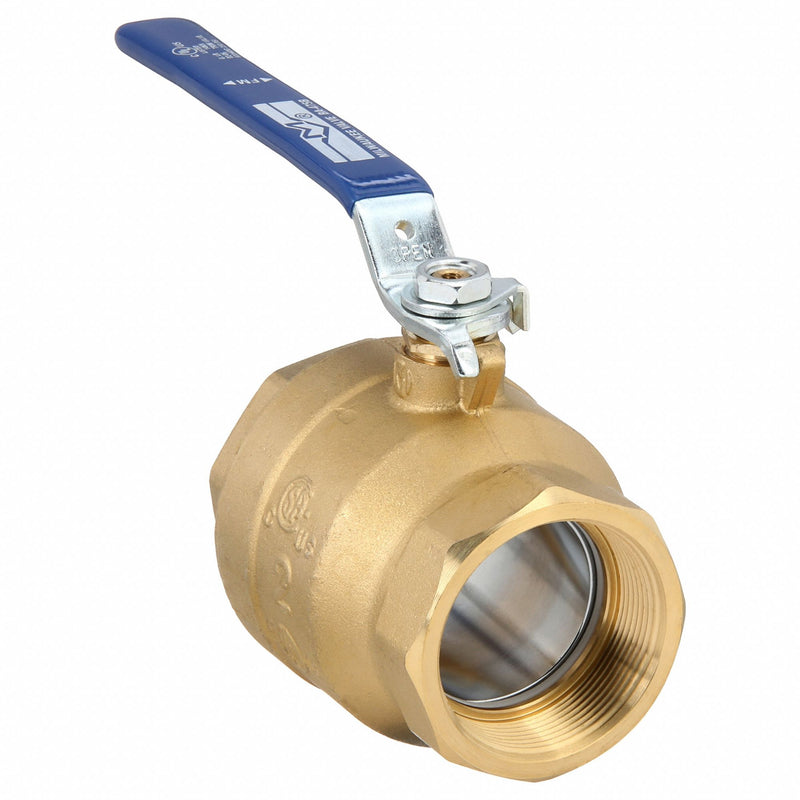 Milwaukee Valve V-BA-475BMS-200 Manual Two-Way Ball Valve, 2 in, Brass, Straight, FNPT x FNPT, Full Port Ball Port