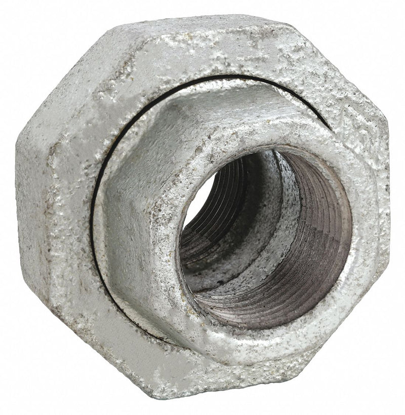Approved Vendor 1LBT1 Metal Pipe Straight, Union, 1/2 in x 1/2 in, Malleable Iron