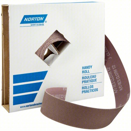 Norton 66261126282 Abrasive Utility Roll 1 1/2 in W x 150 ft L, Aluminum Oxide, P240 Grit, J Wt Cloth, K225