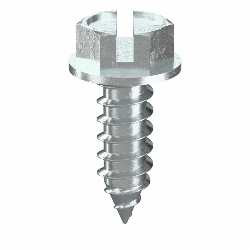 Approved Vendor U28100.021.0062 Sheet Metal Screw, #12 Size, 5/8 in Lg, Steel, Zinc-Plated, Slotted, Hex Washer, 100 PK