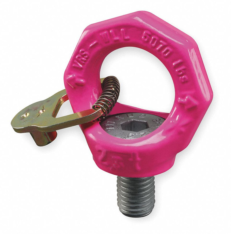 RUD Chain 7900906 VRS-F Hoist Ring, 220 lb WLL, M6-1 Thread, 360° Swivel Bolt-On, Steel, Pink, Germany