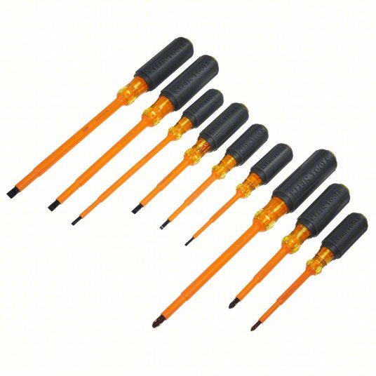 Klein 33528 Insulated Screwdriver Set 9 Pieces, Phillips/Slotted Tip, Ergonomic Grip