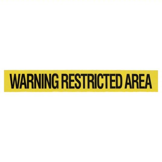 Redwood RW1N912 Barricade Tape 1,000 ft Lg, 3 in Wd, Warning Restricted Area Legend, Polyethylene