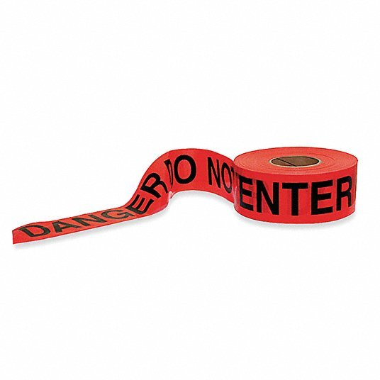 Redwood RW1N962 Barricade Tape 1,000 ft Lg, 3 in Wd, Danger Do Not Enter Legend, Polyethylene