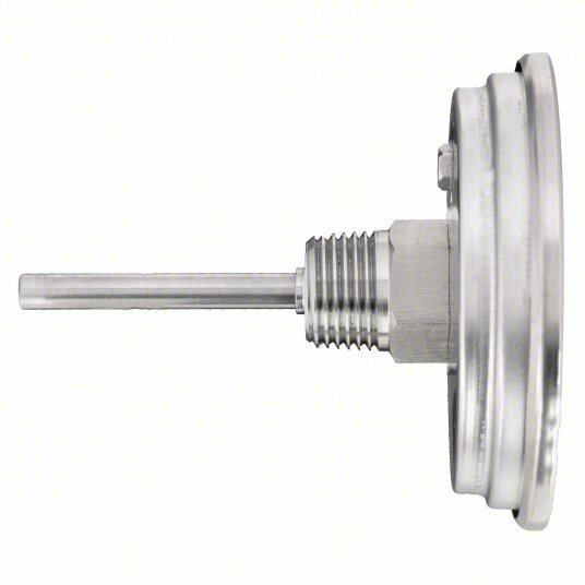 Redwood RW1NFY4 Dial Thermometer Back, 0° to 250°F/-20° to 120°C, 1/2 in NPT, 2.5 in Stem Lg, 3 in Dial Dia, 3 yr