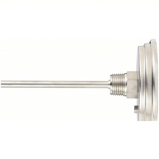Redwood RW1NFY4 Dial Thermometer Back, 0° to 250°F/-20° to 120°C, 1/2 in NPT, 2.5 in Stem Lg, 3 in Dial Dia, 3 yr