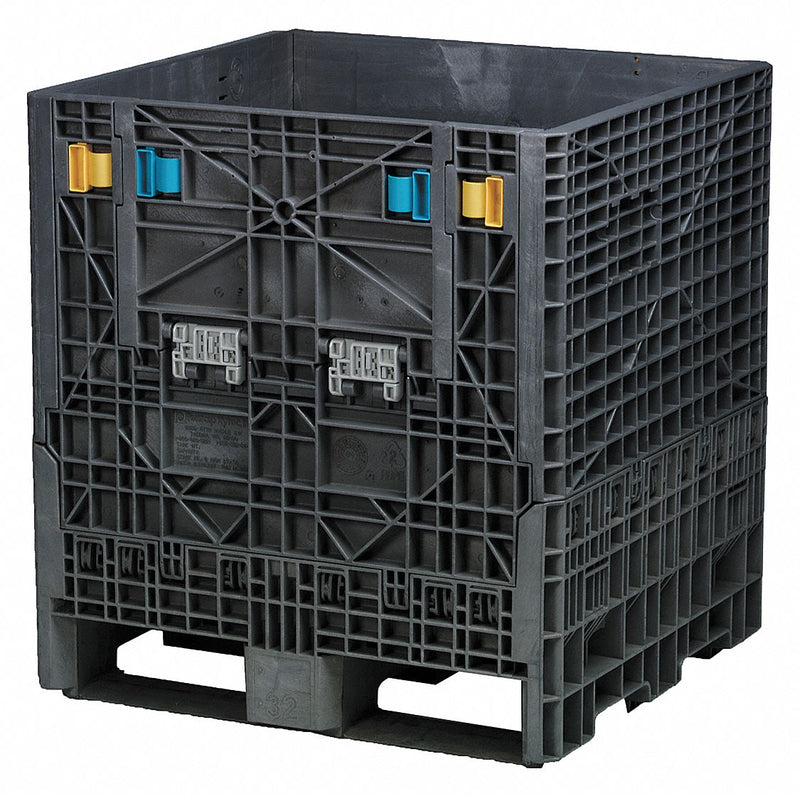 Buckhorn BN3230342010000 Collapsible Bulk Container, 12.9 cu ft, 32 in x 30 in x 34 in, Lid Not Included, Black
