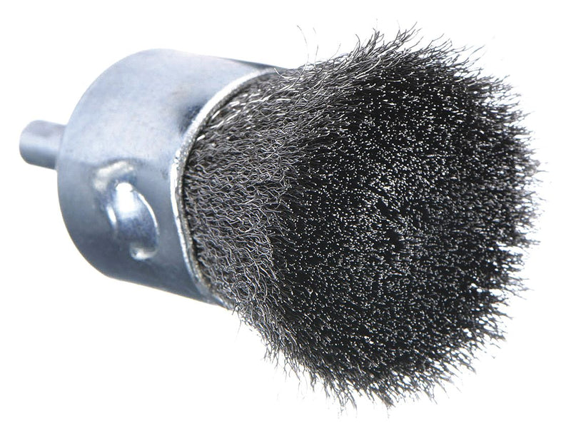 Weiler 96307 End Brush, Crimped Stainless Steel, 1 in Brush Dia, 0.006 in Fill, 1/4 in Shank