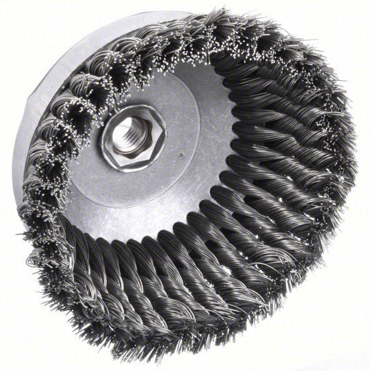 Weiler 93397 Cup Brush Twisted Steel, 4 in Dia, 0.014 in Fill Dia, 5/8"-11 Arbor