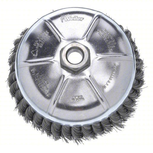 Weiler 94084 Cup Brush Twisted Steel, 2 3/4 in Dia, 0.02 in Fill Dia, 5/8"-11 Arbor