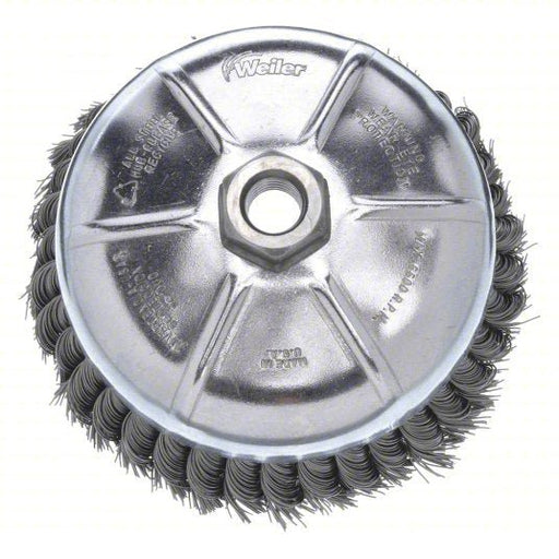 Weiler 94084 Cup Brush Twisted Steel, 2 3/4 in Dia, 0.02 in Fill Dia, 5/8"-11 Arbor