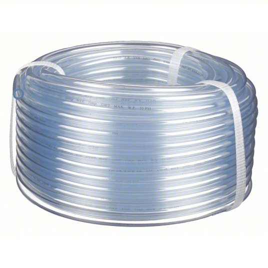 Redwood RW4EGU7 Tubing PVC, Clear, 1/4 in Inside Dia, 7/16 in Outside Dia, 100 ft Overall Lg, Shore A 73