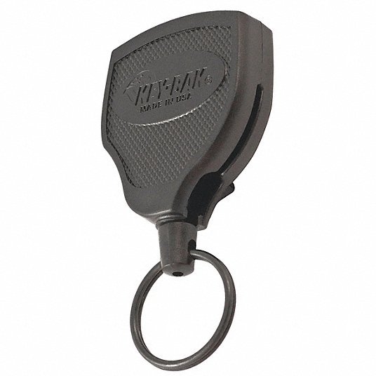 Key-Bak 0S48-803 Key Reel, Split Ring Type, 1 1/4 in Ring Size, Black