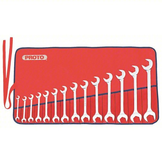 Proto J3100B Open End Wrench Set Alloy Steel, Chrome, 14 Tools, 3/8 in to 1 1/4 in Range of Head Sizes