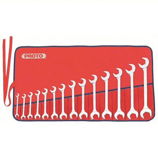 Proto J3100B Open End Wrench Set Alloy Steel, Chrome, 14 Tools, 3/8 in to 1 1/4 in Range of Head Sizes