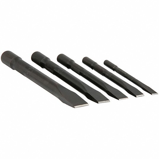 Proto J86000 Cold Chisel Set Steel, 3/8 in_1/2 in_5/8 in_3/4 in_7/8 in Blade Wd, Knurled Grip