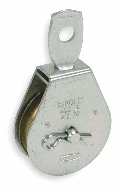 Approved Vendor 1RCF9 Pulley, Swivel, 1 Sheaves, For 3/8 in Rope Dia - Max, 2 1/2 in Sheave Outside Dia