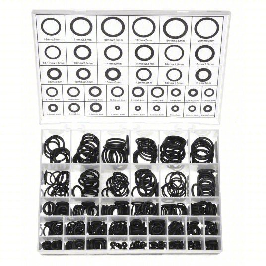 Redwood RW1RGY3 O-Ring Assortment Metric, Buna N, 500 Pieces, 36 # of Sizes, 70 Shore A